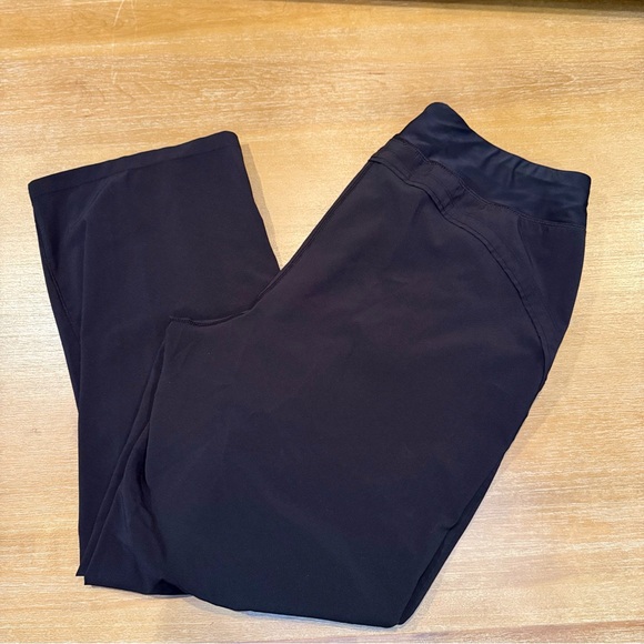 Pants - Lands End Womens Athleisure Pants High Rise Wide Leg Full Length Blk Pockets 1X‎